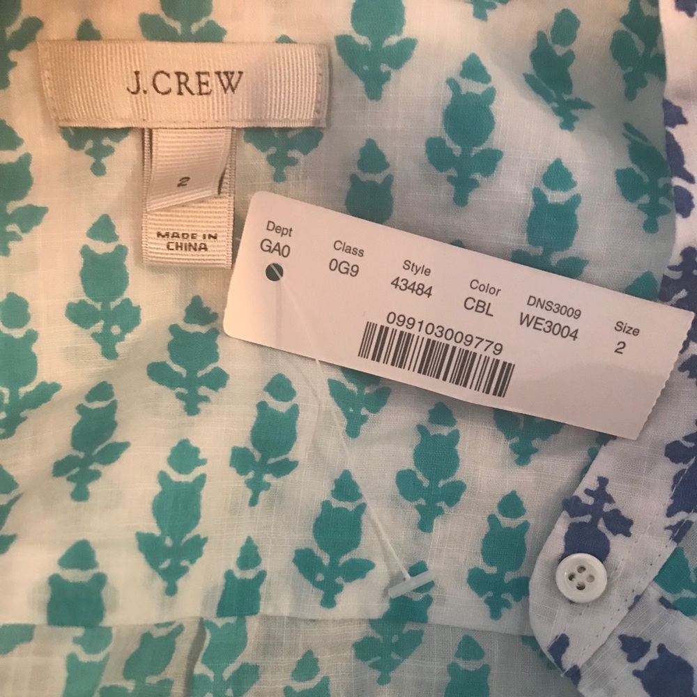 NWT J. Crew Thistle-print popover Sz2 - Picture 5 of 5